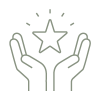 Line drawing of two hands holding a star
