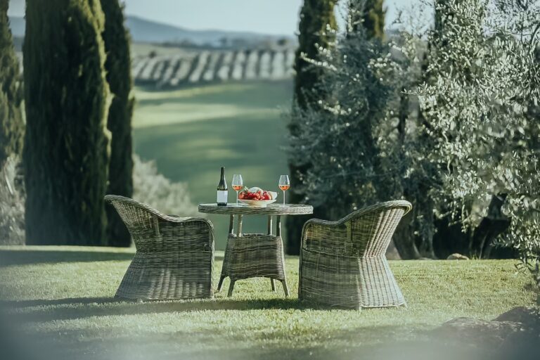 Earth Day in Tuscany at One Belvedere with outdoor dining overlooking vineyards