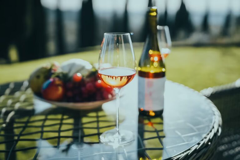 Rosé wine served during a Tuscan aperitivo experience at One Belvedere Tuscany