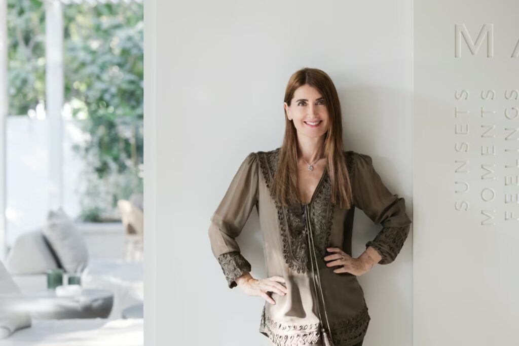 Natacha Fazal-Karim, founder of One Belvedere Tuscany, embodying the Soul Aligned philosophy inside the elegant Tuscan estate.